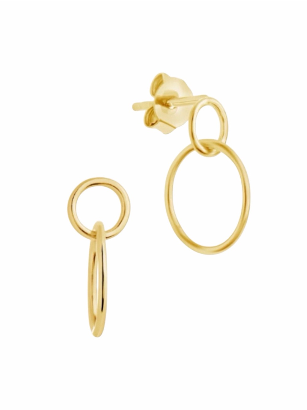Simple Interlocking Circle Dangle Earrings 14KT Gold over Sterling Silver NWT